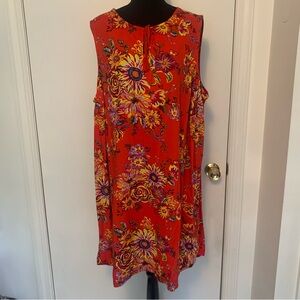 Beach Lunch Lounge Sleeveless Sundress, floral, front tie, midi, size 1X  D#3